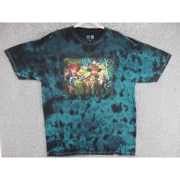 Alice in Wonderland Shirt Mens XL Green Black Tie Dye Big Chris Get Down Art - Picture 1 of 5